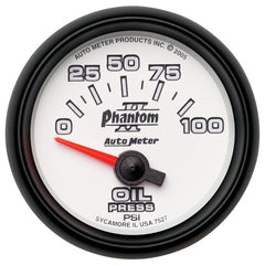 AutoMeter Products 7527 Gauge; Oil Pressure; 2 1/16in.; 100psi; Electric; Phantom II