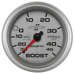 AutoMeter Products 7708 2-5/8in Boost-Vac, 30 IN. HG/45 PSI, Mech