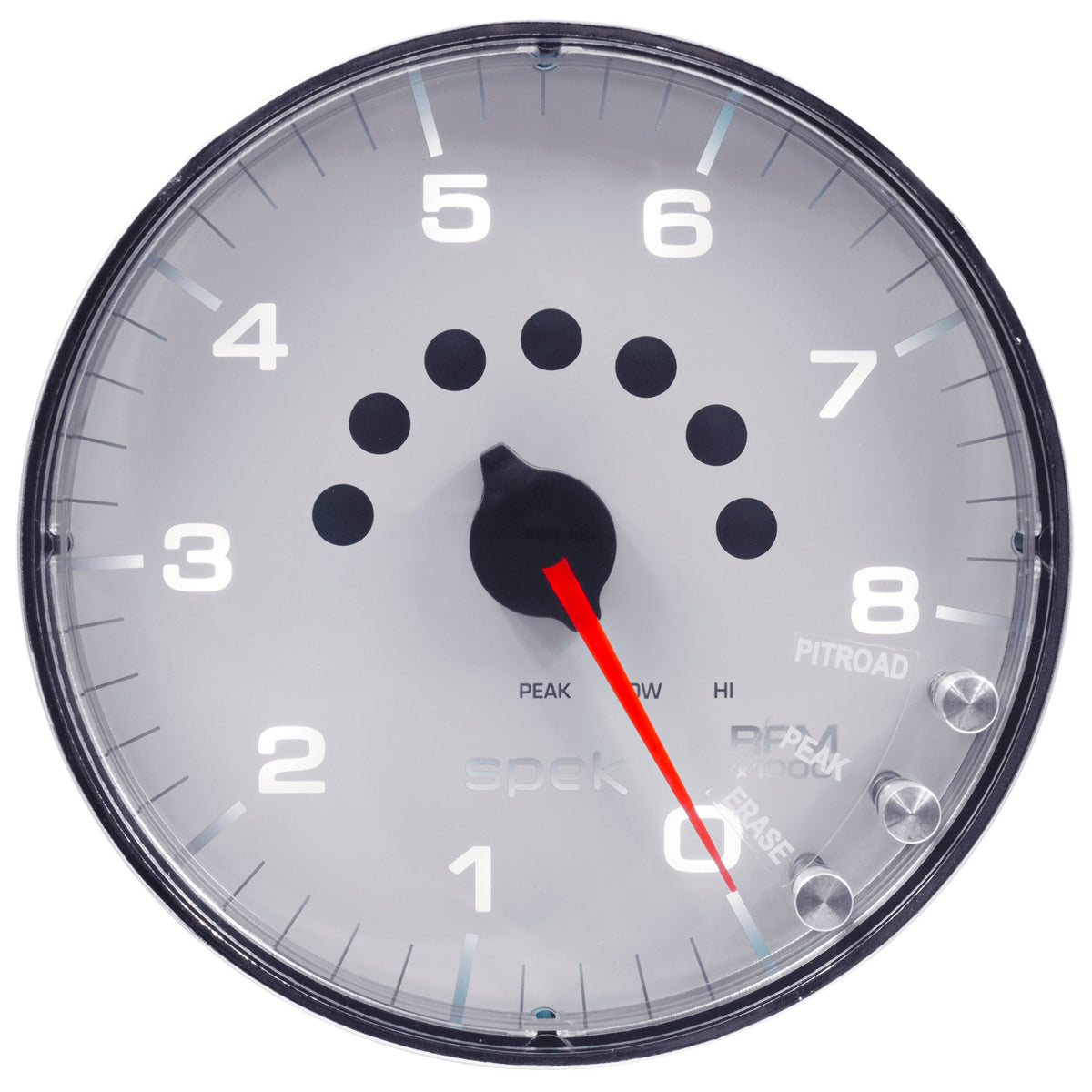 AutoMeter Products 5 in. IN-DASH TACHOMETER, 0-8,000 RPM, SPEK-PRO, WHITE/CHROME PN. P238118