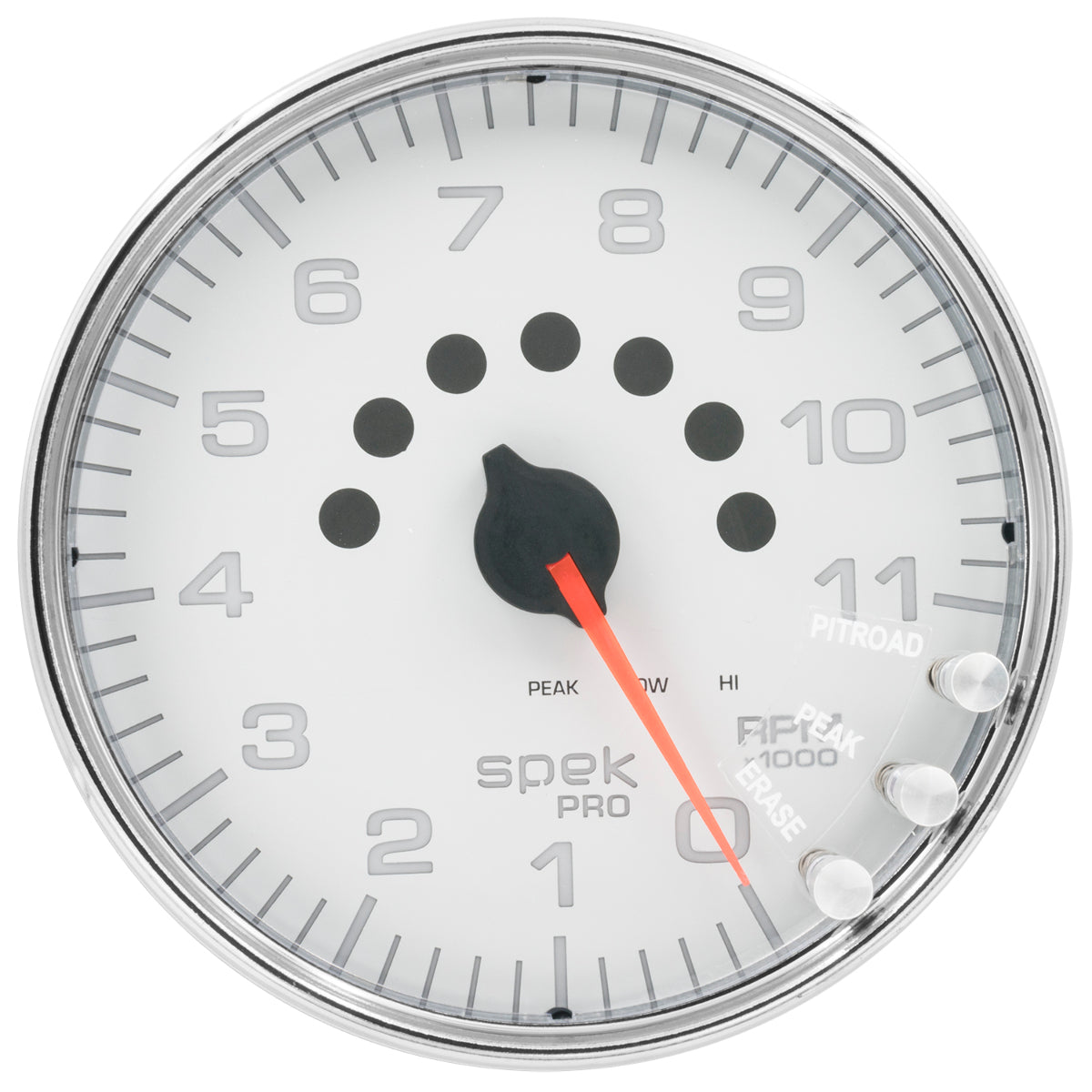 AutoMeter Products 5 in. IN-DASH TACHOMETER, 0-11,000 RPM, SPEK-PRO, WHITE/CHROME PN. P23911