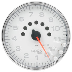 AutoMeter Products 5 in. IN-DASH TACHOMETER, 0-11,000 RPM, SPEK-PRO, WHITE/CHROME PN. P23911