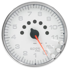 AutoMeter Products 5 in. IN-DASH TACHOMETER, 0-11,000 RPM, SPEK-PRO, WHITE/CHROME PN. P23911