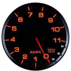 AutoMeter Products P23952 Spek Pro Tachometer Gauge, 5, 11K RPM, with Shift Light Black/Smoke/Black