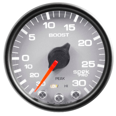 AutoMeter Products 2-1/16 in. BOOST/VACUUM, 30 IN HG/30 PSI, SPEK-PRO, SILVER/BLACK PN. P30222
