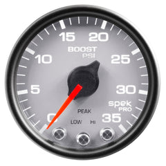 AutoMeter Products 2-1/16 in. BOOST, 0-35 PSI, SPEK-PRO, SILVER/BLACK PN. P30322