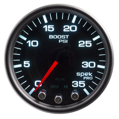 AutoMeter Products P30352 Boost Gauge, 2 1/16, 35PSI, Stepper Motor Black Smoke/Black