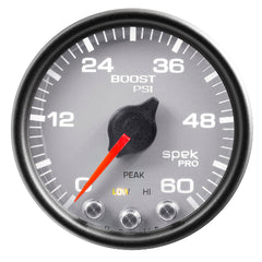 AutoMeter Products 2-1/16 in. BOOST, 0-60 PSI, SPEK-PRO, SILVER/BLACK PN. P30422