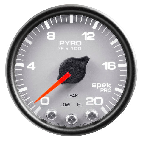AutoMeter Products 2-1/16 in. PYROMETER, 0-2000 Fahrenheit, SPEK-PRO, SILVER/BLACK PN. P31022