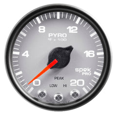 AutoMeter Products 2-1/16 in. PYROMETER, 0-2000 Fahrenheit, SPEK-PRO, SILVER/BLACK PN. P31022