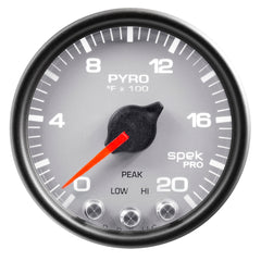 AutoMeter Products 2-1/16 in. PYROMETER, 0-2000 Fahrenheit, SPEK-PRO, SILVER/BLACK PN. P31022