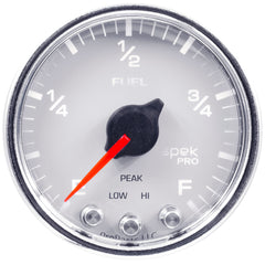 AutoMeter Products 2-1/16 in. FUEL LEVEL, PROGRAMMABLE 0-300 O, SPEK-PRO, WHITE/CHROME PN. P31211