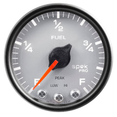 AutoMeter Products 2-1/16 in. FUEL LEVEL, PROGRAMMABLE 0-300 O, SPEK-PRO, SILVER/BLACK PN. P31222