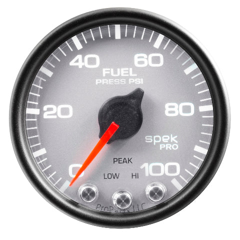 AutoMeter Products 2-1/16 in. FUEL PRESSURE, 0-100 PSI, SPEK-PRO, SILVER/BLACK PN. P31422
