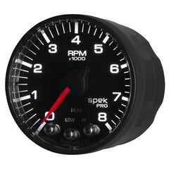 AutoMeter Products P334328 Tach 2in. 8k RPM w Shift Light/Pk Mem Blk/Blk Spek