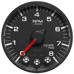 AutoMeter Products P334328 Tach 2in. 8k RPM w Shift Light/Pk Mem Blk/Blk Spek