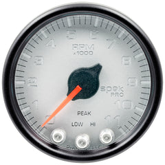 AutoMeter Products 2-1/16 in. IN-DASH TACHOMETER, 0-11,000 RPM, SPEK-PRO, SILVER/BLACK PN. P33622