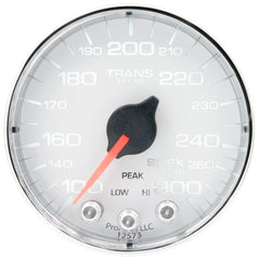 AutoMeter Products P342118 Trans Temp Gauge, 2 300? F, Stepper Motor w/Peak and Warning, White/Chrome