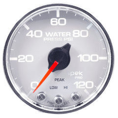 AutoMeter Products 2-1/16 in. WATER PRESSURE, 0-120 PSI, SPEK-PRO, WHITE/CHROME PN. P34511