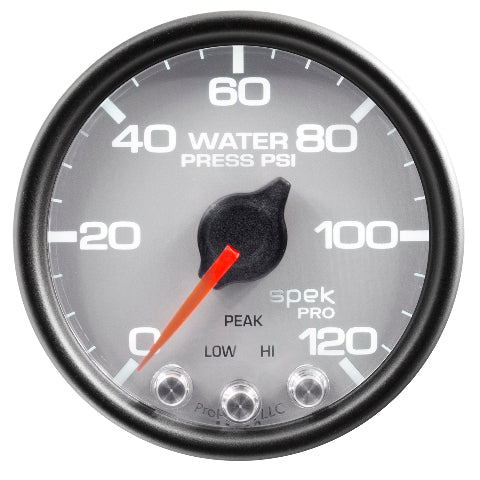 AutoMeter Products 2-1/16 in. WATER PRESSURE, 0-120 PSI, SPEK-PRO, SILVER/BLACK PN. P34522