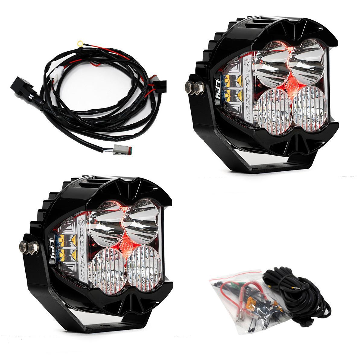 Baja Designs LP4 Pro LED Auxiliary Light Pod Pair, Driving/Combo, Clear, Red Backlight 297814