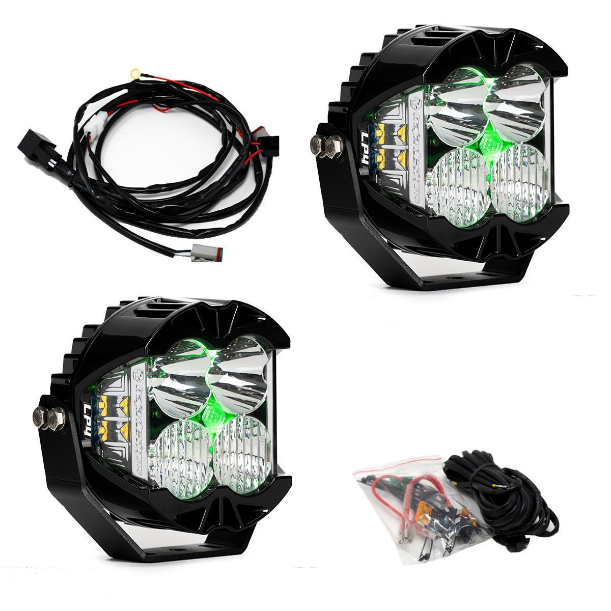 Baja Designs LP4 Pro LED Auxiliary Light Pod Pair, Driving/Combo, Clear, Green Backlight 297816