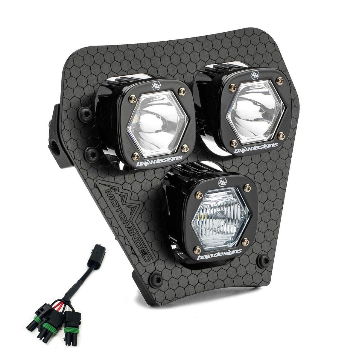 Baja Designs Triple S1 Hydra DC LED Headlight Kit with Hi-Low Harness for 2024-2026 KTM EXC-F 38-7015