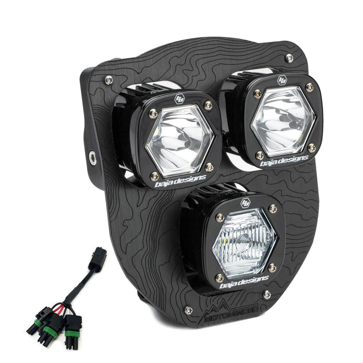 Baja Designs Triple S1 Hydra DC LED Headlight Kit with Hi-Low Harness for 2024-2026 Husqvarna FE-S 38-7019