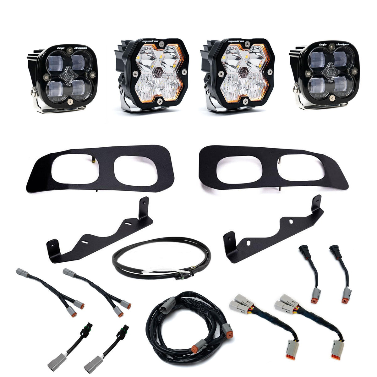 Baja Designs Squadron 2.0 Sport/Squadron SAE Dual Fog Pocket Light Kit, Multi-Pattern, Clear, Upfitter Wiring for Ford 2023-26 F-250/350 Super Duty 44-0031-UP