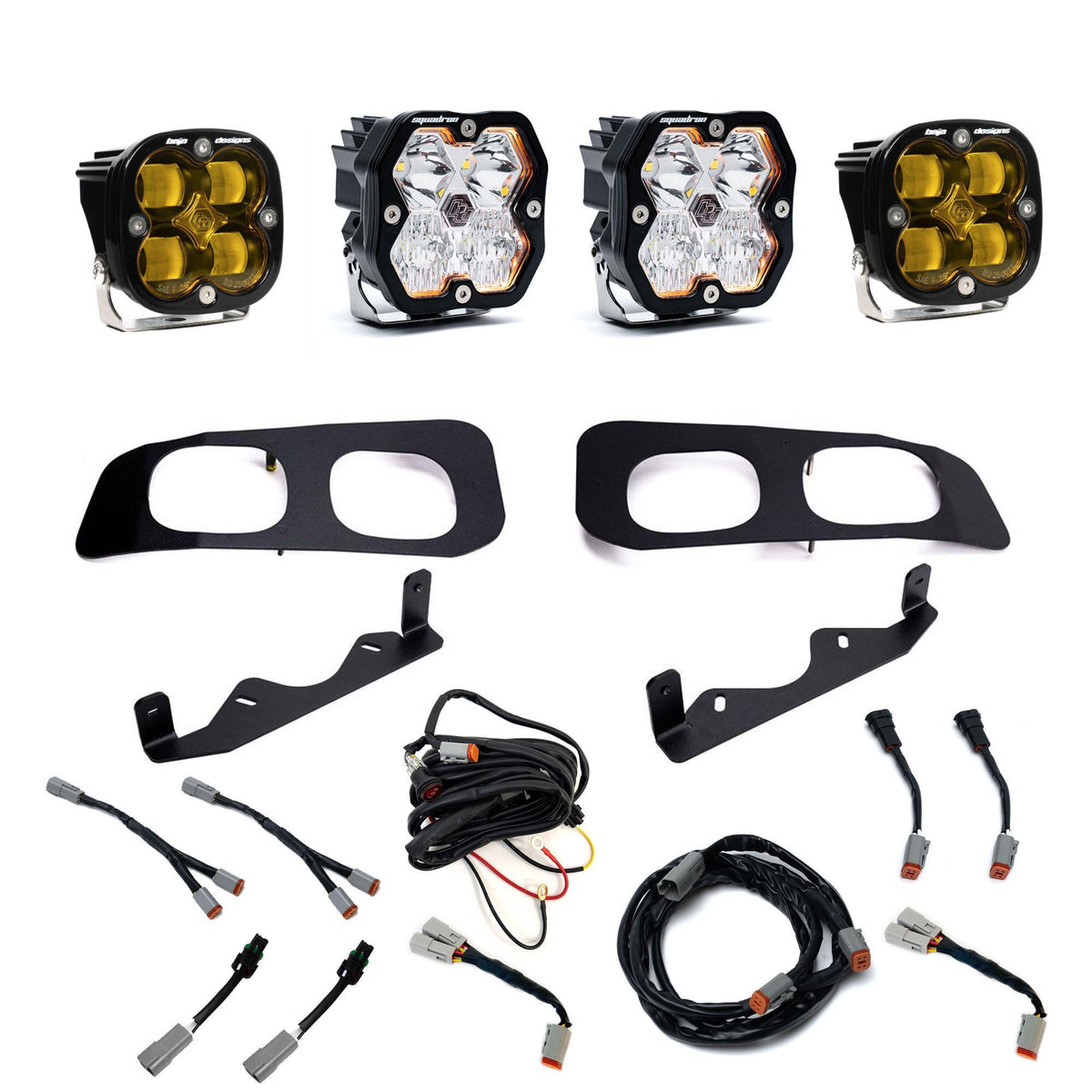 Baja Designs Squadron 2.0 Sport/Squadron SAE Dual Fog Pocket Light Kit, Multi-Pattern, Baja Amber, Toggle Wiring for Ford 2023-26 F-250/350 Super Duty 44-0032