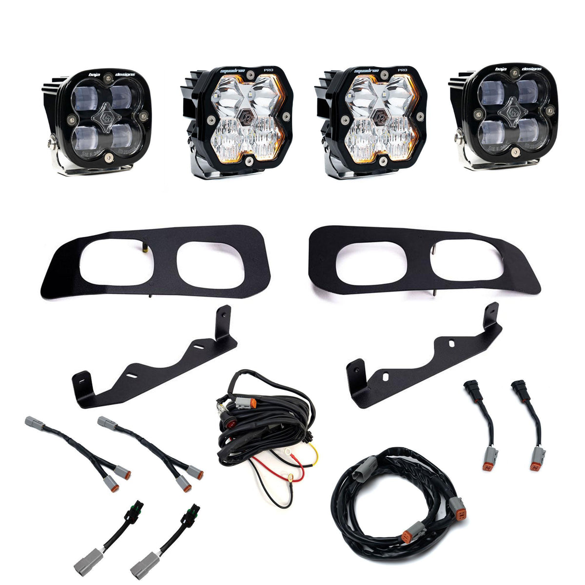 Baja Designs Squadron 2.0 Pro/Squadron SAE Dual Fog Pocket Light Kit, Multi-Pattern, Clear, Toggle Wiring for Ford 2023-26 F-250/350 Super Duty 44-0033