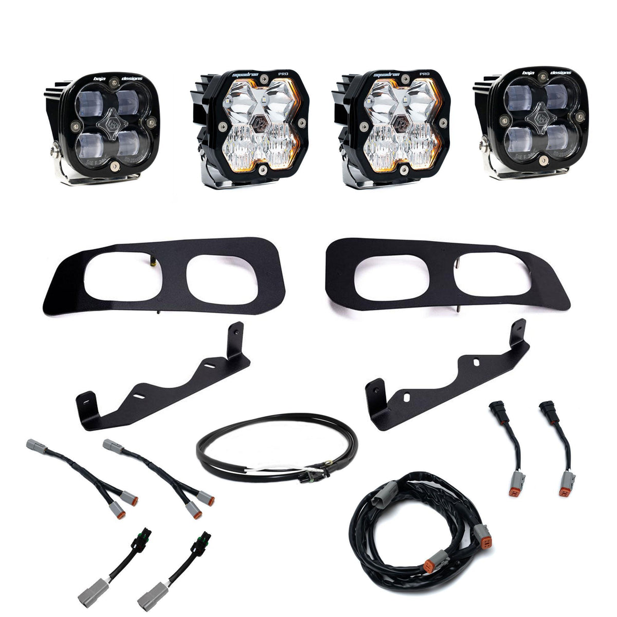 Baja Designs Squadron 2.0 Pro/Squadron SAE Dual Fog Pocket Light Kit, Multi-Pattern, Clear, Upfitter Wiring for Ford 2023-26 F-250/350 Super Duty 44-0033-UP