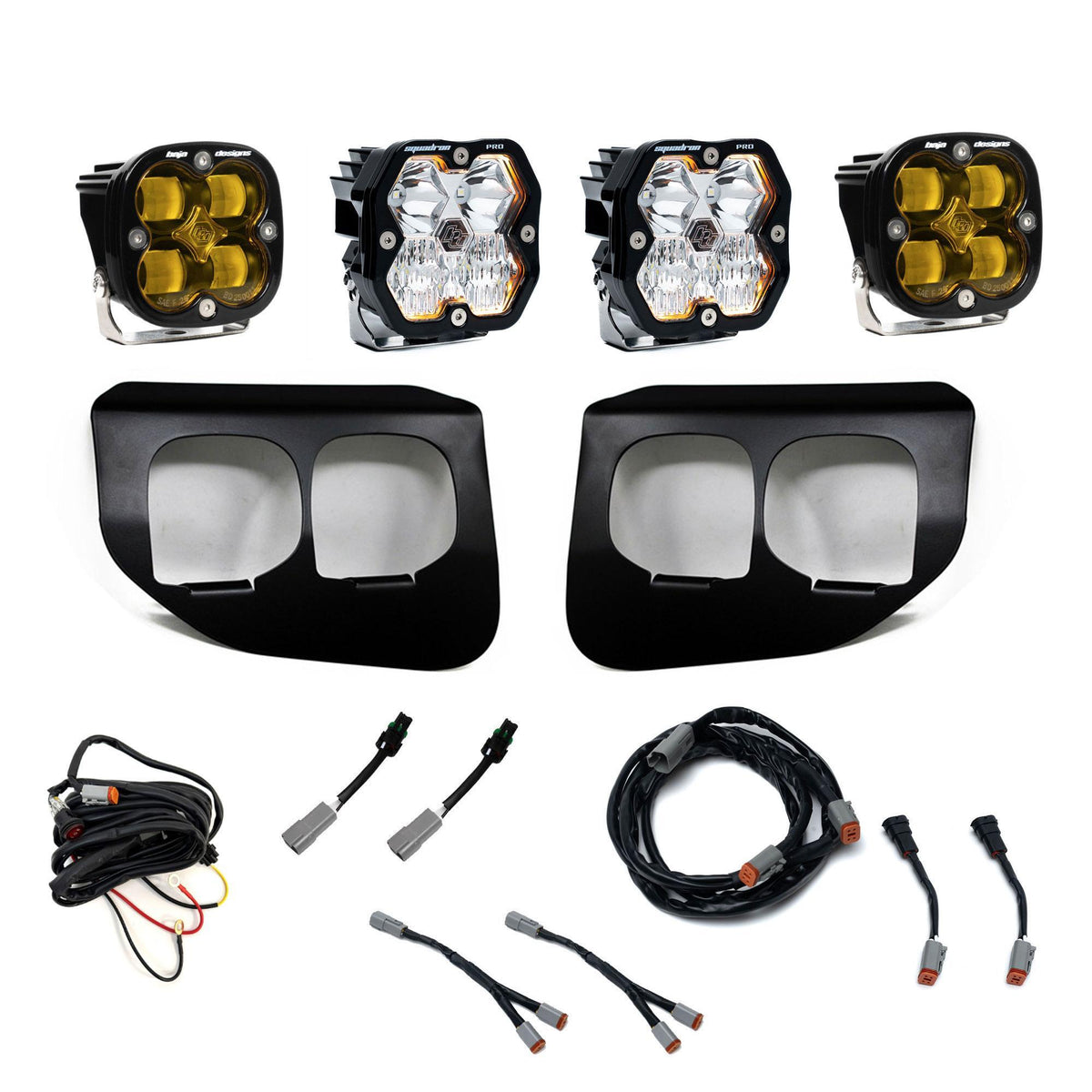 Baja Designs Squadron 2.0 Pro/Squadron SAE Dual Fog Pocket Light Kit, Multi-Pattern, Baja Amber, Toggle Wiring for Ford 2020-22 F-250/350 Super Duty 44-0040