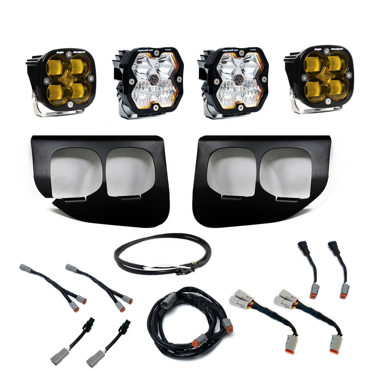 Baja Designs Squadron 2.0 Pro/Squadron SAE Dual Fog Pocket Light Kit, Multi-Pattern, Baja Amber, Upfitter Wiring for Ford 2020-22 F-250/350 Super Duty 44-0040-UP