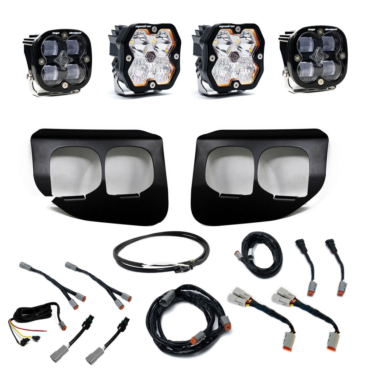 Baja Designs Squadron 2.0 Sport/Squadron SAE Dual Fog Pocket Light Kit, Multi-Pattern, Clear, Upfitter Wiring for Ford 2020-22 F-250/350 Super Duty 44-0041-UP
