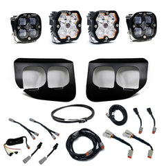 Baja Designs Squadron 2.0 Sport/Squadron SAE Dual Fog Pocket Light Kit, Multi-Pattern, Clear, Upfitter Wiring for Ford 2020-22 F-250/350 Super Duty 44-0041-UP