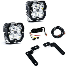 Baja Designs Squadron 2.0 Sport A-Pillar Light Kit, Spot, Clear, Upfitter Wiring for Jeep 2018-26 Wrangler JL, 2020-26 Gladiator JT 44-0043-UP