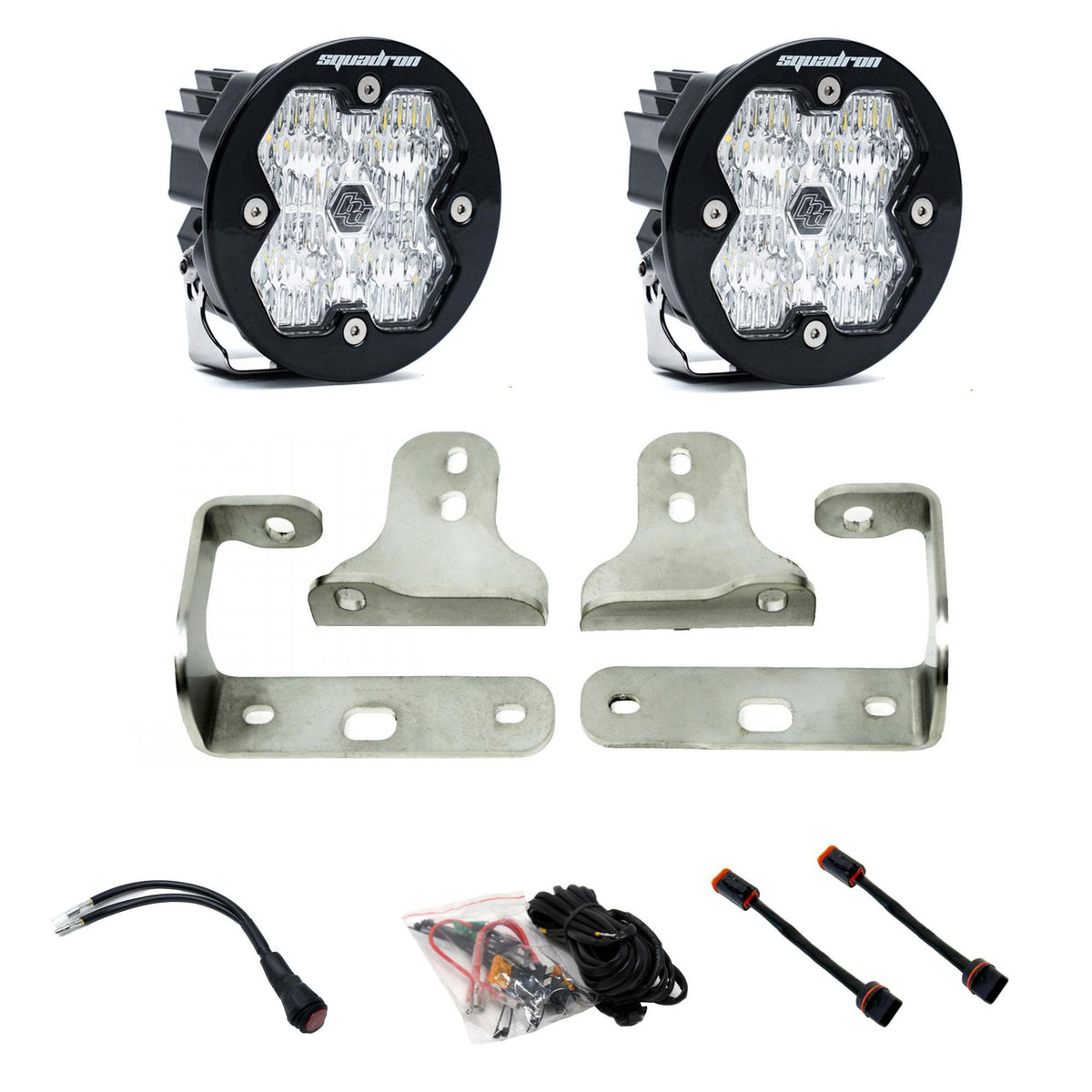 Baja Designs Squadron-R 2.0 Sport Fog Pocket Light Kit, Wide Cornering, Clear for Jeep 2018-26 Wrangler JL, 2020-26 Gladiator JT 44-0045