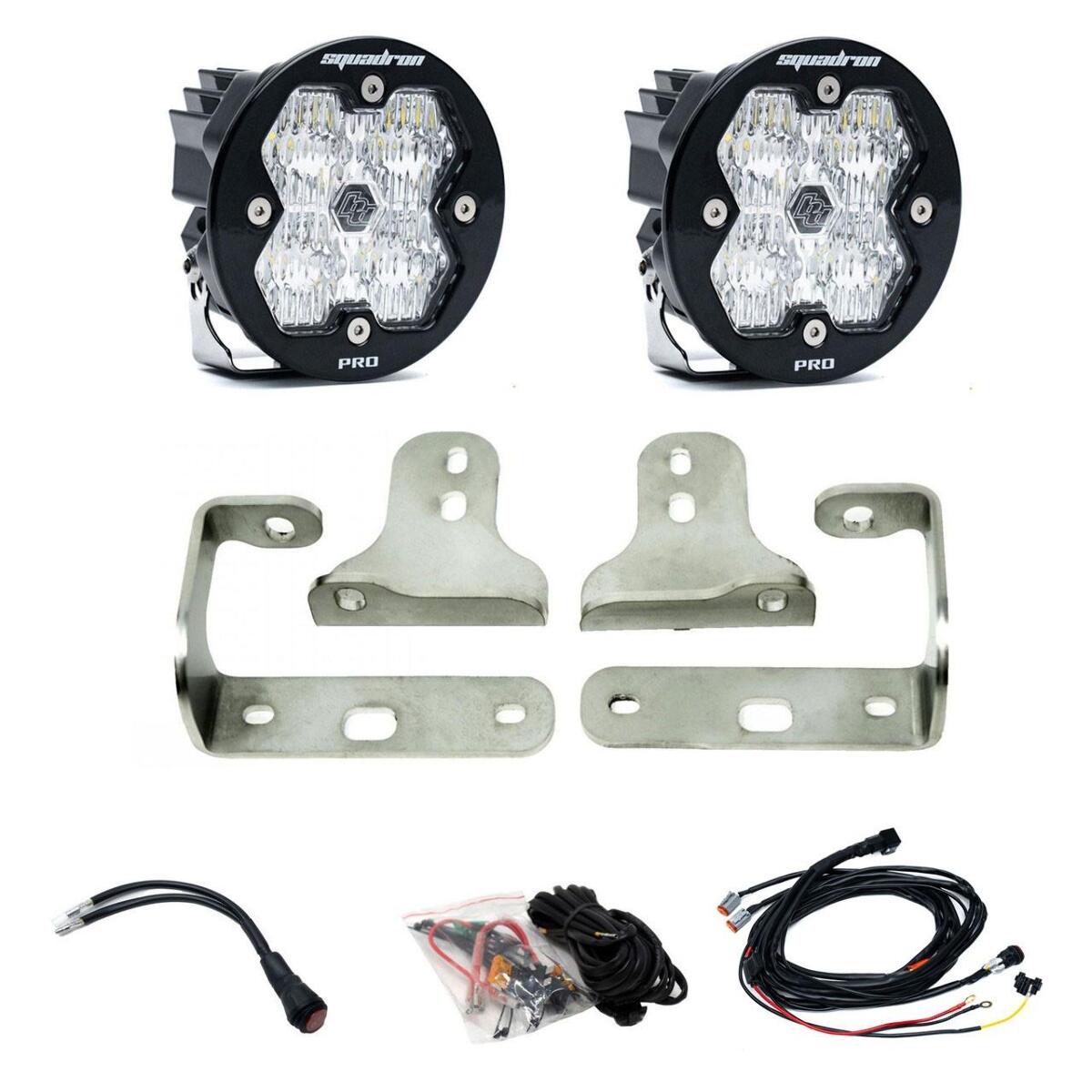 Baja Designs Squadron-R 2.0 Pro Fog Pocket Light Kit, Wide Cornering, Clear for Jeep 2018-26 Wrangler JL, 2020-26 Gladiator JT, with OE Sport Bumper 44-0046