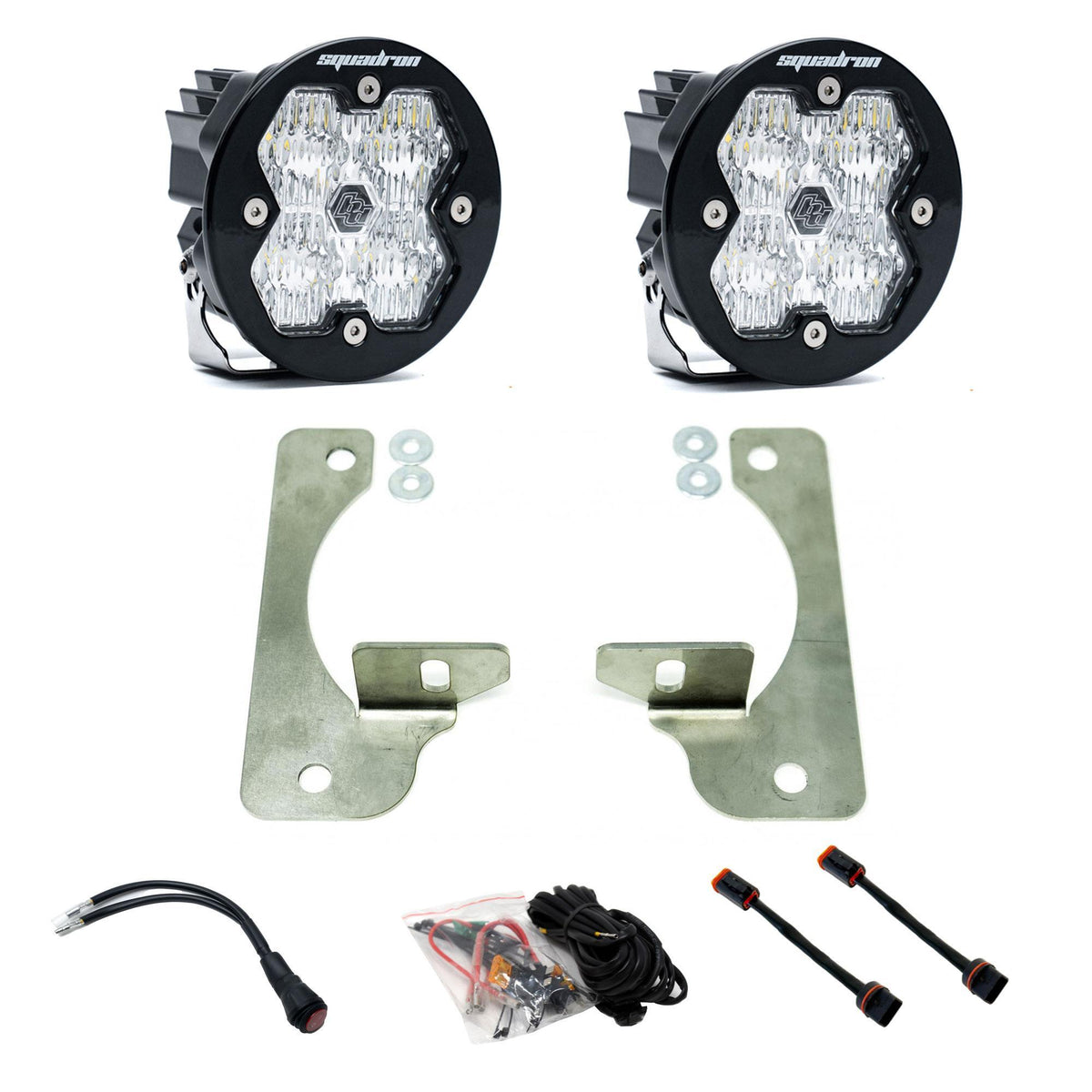 Baja Designs Squadron-R 2.0 Sport Fog Pocket Light Kit, Wide Cornering, Clear for Jeep 2018-26 Wrangler JL, 2020-26 Gladiator JT, with OE Rubicon Bumper 44-0047
