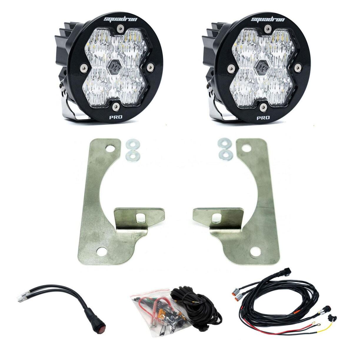 Baja Designs Squadron-R 2.0 Pro Fog Pocket Light Kit, Wide Cornering, Clear for Jeep 2018-26 Wrangler JL, 2020-26 Gladiator JT, with OE Rubicon Bumper 44-0048