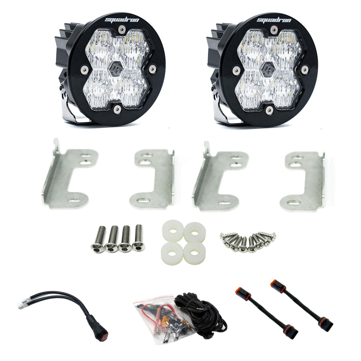 Baja Designs Squadron-R 2.0 Sport Fog Pocket Light Kit, Wide Cornering, Clear for Jeep 2018-26 Wrangler JL, 2020-26 Gladiator JT, with OE Sahara Bumper 44-0049