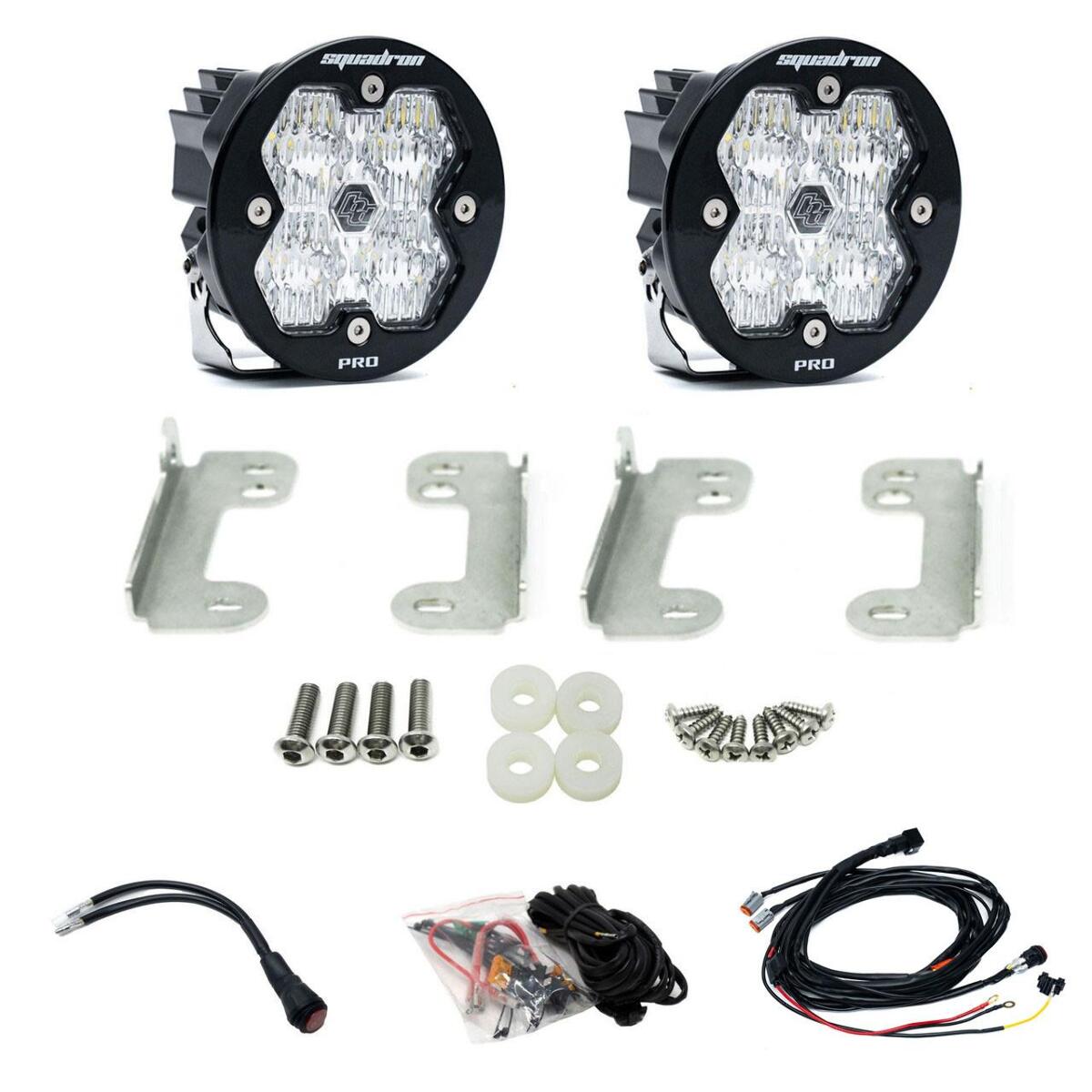 Baja Designs Squadron-R 2.0 Pro Fog Pocket Light Kit, Wide Cornering, Clear for Jeep 2018-26 Wrangler JL, 2020-26 Gladiator JT, with OE Sahara Bumper 44-0050