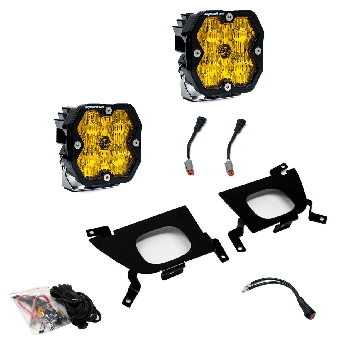 Baja Designs Squadron 2.0 Sport Fog Pocket Light Kit, Wide Cornering, Baja Amber for Chevy 2019-22 Silverado 1500, 2020-22 2500HD/3500HD 44-0056