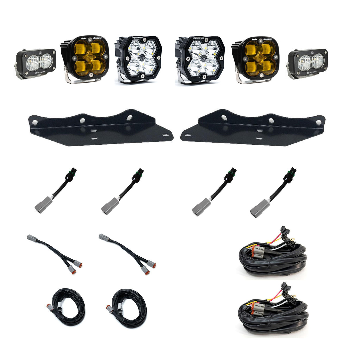 Baja Designs Squadron 2.0 Sport/Squadron SAE/S2 Sport Fog Pocket Light Kit, Multi-Pattern/SAE Fog, Amber for Ford 2017-20 F-150 Raptor 44-0070