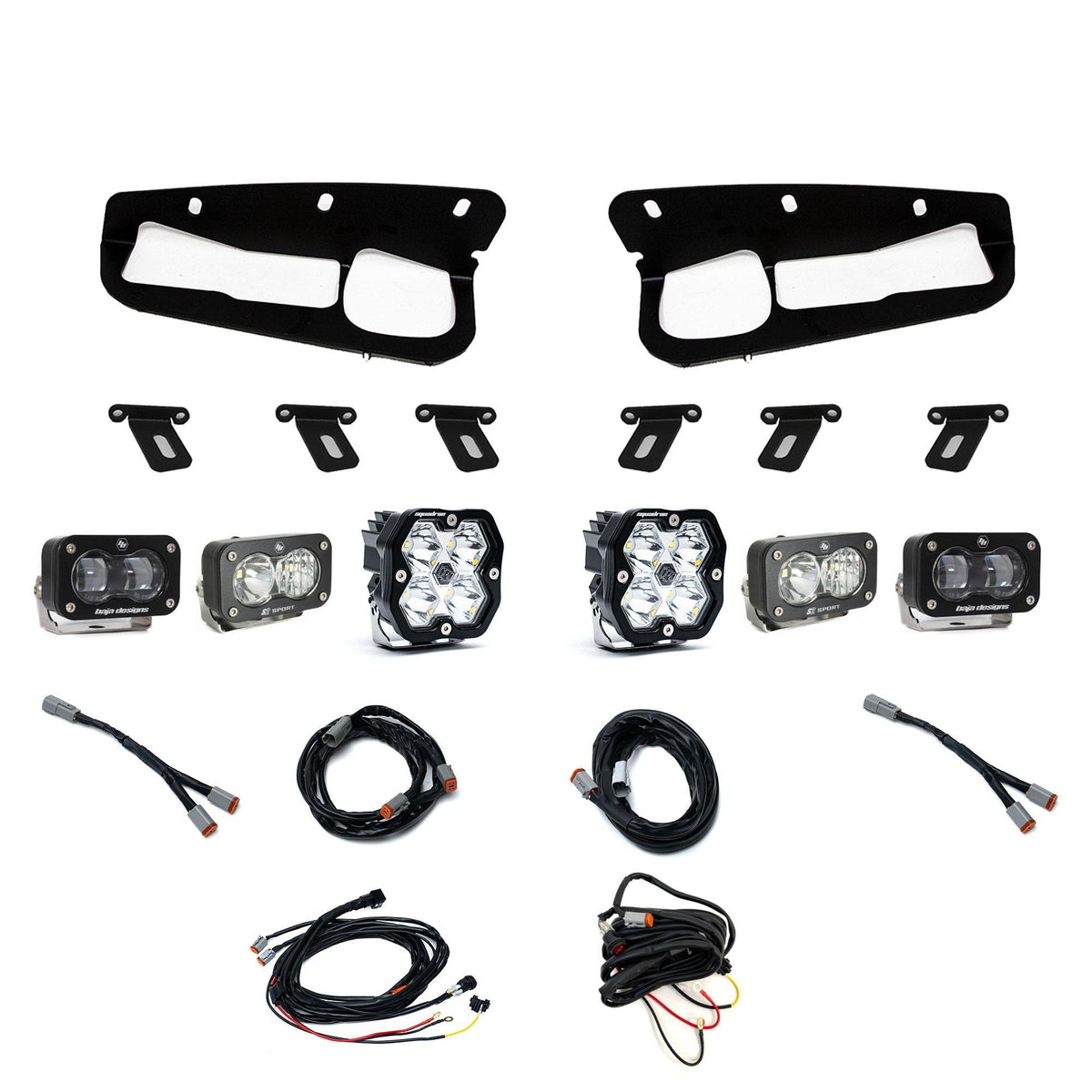 Baja Designs Squadron 2.0 Sport/S2 Sport/S2 SAE Sportsman Fog Pocket Light Kit, Multi-Pattern/SAE Fog, Clear, Toggle Wiring for Ford 2021-26 Bronco, 2022-24 Bronco Raptor, with Steel Bumper 44-0081