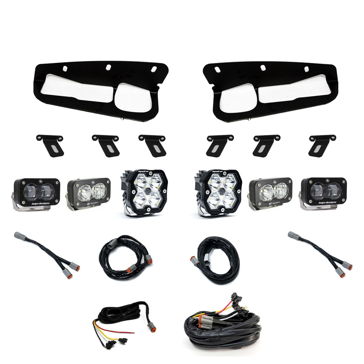 Baja Designs Squadron 2.0 Sport/S2 Sport/S2 SAE Sportsman Fog Pocket Light Kit, Multi-Pattern/SAE Fog, Clear, Upfitter Wiring for Ford 2021-26 Bronco, 2022-24 Bronco Raptor, with Steel Bumper 44-0081-UP