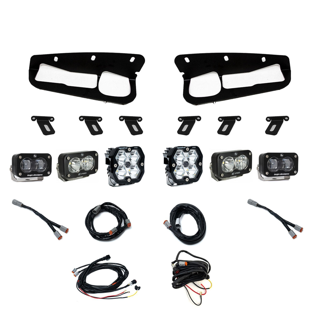 Baja Designs Squadron 2.0 Pro/S2 Pro/S2 SAE Pro Fog Pocket Light Kit, Multi-Pattern/SAE Fog, Clear, Toggle Wiring for Ford 2021-26 Bronco, 2022-24 Bronco Raptor, with Steel Bumper 44-0082
