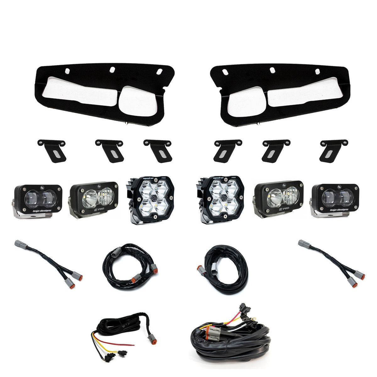 Baja Designs Squadron 2.0 Pro/S2 Pro/S2 SAE Pro Fog Pocket Light Kit, Multi-Pattern/SAE Fog, Clear, Upfitter Wiring for Ford 2021-26 Bronco, 2022-24 Bronco Raptor, with Steel Bumper 44-0082-UP
