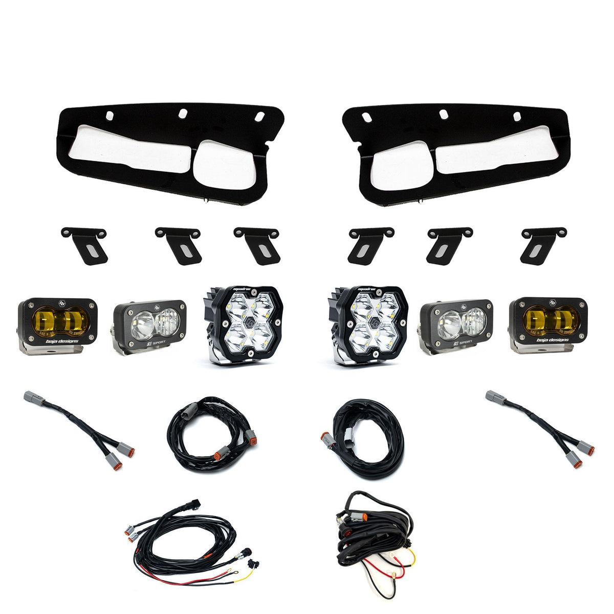 Baja Designs Squadron 2.0 Sport/S2 Sport/S2 SAE Sportsman Fog Pocket Light Kit, Multi-Pattern/SAE Fog, Baja Amber, Toggle Wiring for Ford 2021-26 Bronco, 2022-24 Bronco Raptor, with Steel Bumper 44-0083
