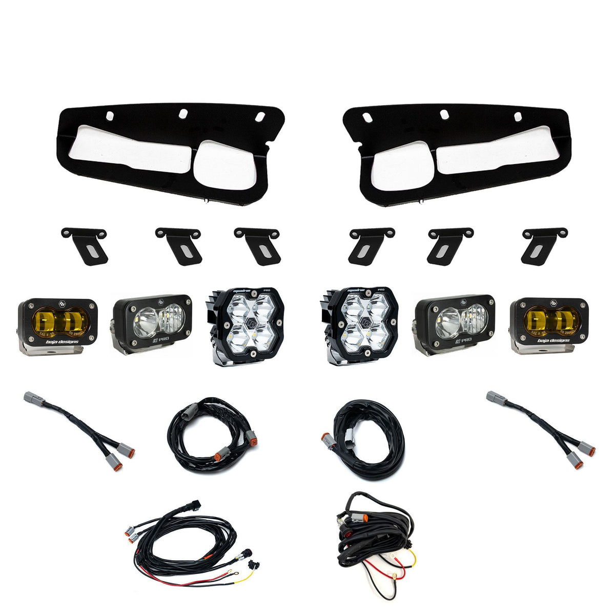 Baja Designs Squadron 2.0 Pro/S2 Pro/S2 SAE Pro Fog Pocket Light Kit, Multi-Pattern/SAE Fog, Baja Amber, Toggle Wiring for Ford 2021-26 Bronco, 2022-24 Bronco Raptor, with Steel Bumper 44-0084
